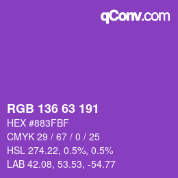 Color code: RGB 136 63 191 | qconv.com