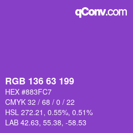 Color code: RGB 136 63 199 | qconv.com