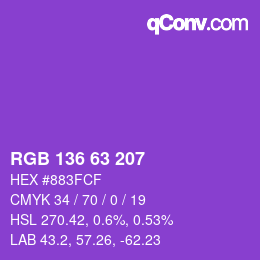 Color code: RGB 136 63 207 | qconv.com