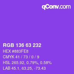 Color code: RGB 136 63 232 | qconv.com