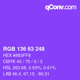 Color code: RGB 136 63 248 | qconv.com