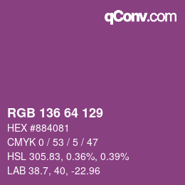 Color code: RGB 136 64 129 | qconv.com