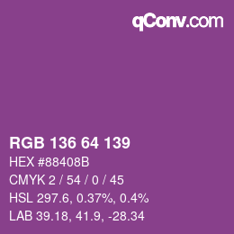 Color code: RGB 136 64 139 | qconv.com
