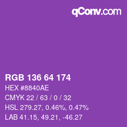 Color code: RGB 136 64 174 | qconv.com