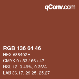 Color code: RGB 136 64 46 | qconv.com