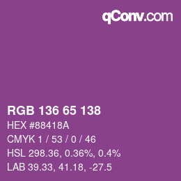 Color code: RGB 136 65 138 | qconv.com