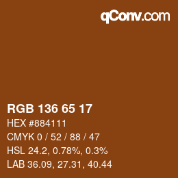 颜色代码: RGB 136 65 17 | qconv.com