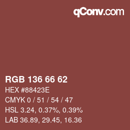 Color code: RGB 136 66 62 | qconv.com