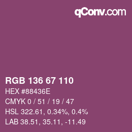 Color code: RGB 136 67 110 | qconv.com
