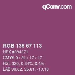 Color code: RGB 136 67 113 | qconv.com