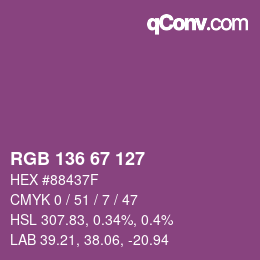 Color code: RGB 136 67 127 | qconv.com