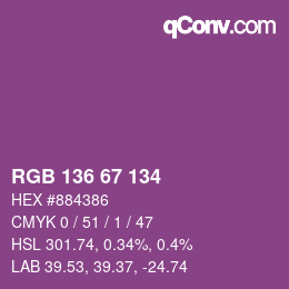 Color code: RGB 136 67 134 | qconv.com