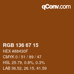 Color code: RGB 136 67 15 | qconv.com