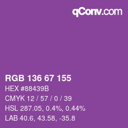 Color code: RGB 136 67 155 | qconv.com