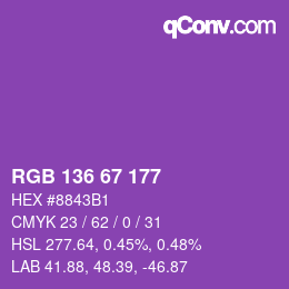 颜色代码: RGB 136 67 177 | qconv.com