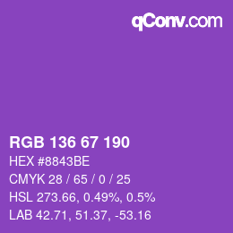 Color code: RGB 136 67 190 | qconv.com