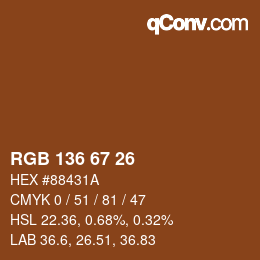 Color code: RGB 136 67 26 | qconv.com