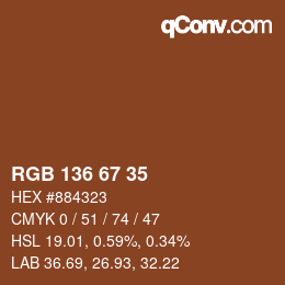 Color code: RGB 136 67 35 | qconv.com