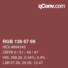 Color code: RGB 136 67 69 | qconv.com