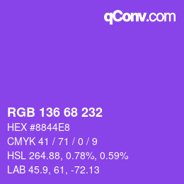 Farbcode: RGB 136 68 232 | qconv.com