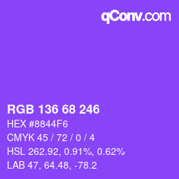 Color code: RGB 136 68 246 | qconv.com