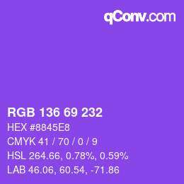 Color code: RGB 136 69 232 | qconv.com