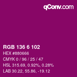 Farbcode: RGB 136 6 102 | qconv.com