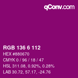 Color code: RGB 136 6 112 | qconv.com