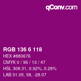 Color code: RGB 136 6 118 | qconv.com