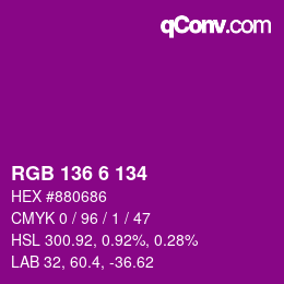 Color code: RGB 136 6 134 | qconv.com
