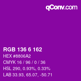 Color code: RGB 136 6 162 | qconv.com