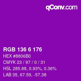 Color code: RGB 136 6 176 | qconv.com