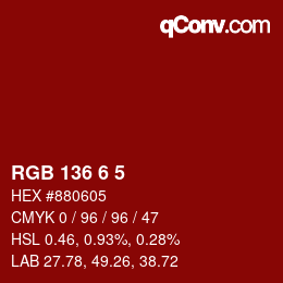 Farbcode: RGB 136 6 5 | qconv.com