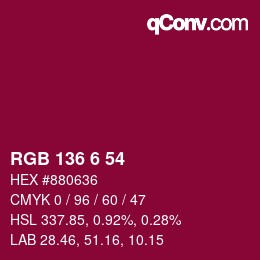 Color code: RGB 136 6 54 | qconv.com