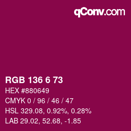 Color code: RGB 136 6 73 | qconv.com