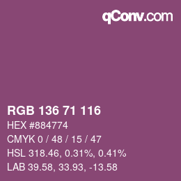 Color code: RGB 136 71 116 | qconv.com