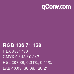Color code: RGB 136 71 128 | qconv.com
