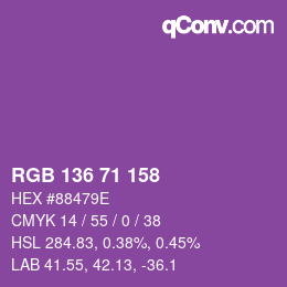 Color code: RGB 136 71 158 | qconv.com