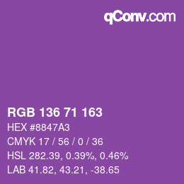 Color code: RGB 136 71 163 | qconv.com