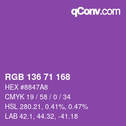 Color code: RGB 136 71 168 | qconv.com