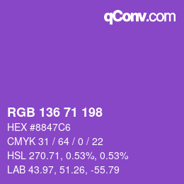 Color code: RGB 136 71 198 | qconv.com