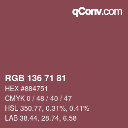 Color code: RGB 136 71 81 | qconv.com