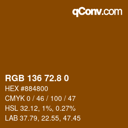 Farbcode: RGB 136 72.8 0 | qconv.com