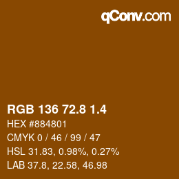 カラーコード: RGB 136 72.8 1.4 | qconv.com