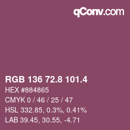 カラーコード: RGB 136 72.8 101.4 | qconv.com