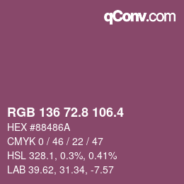 カラーコード: RGB 136 72.8 106.4 | qconv.com