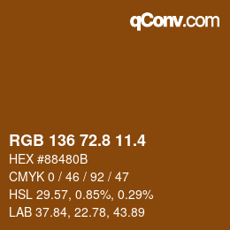 カラーコード: RGB 136 72.8 11.4 | qconv.com