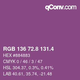 カラーコード: RGB 136 72.8 131.4 | qconv.com