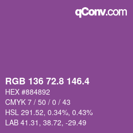 カラーコード: RGB 136 72.8 146.4 | qconv.com