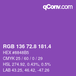 カラーコード: RGB 136 72.8 181.4 | qconv.com